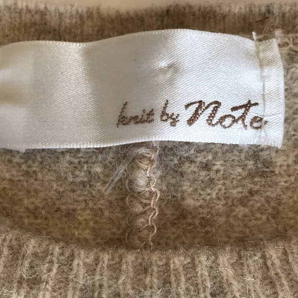 Knit by Note Chic Korean Asymmetrical Long Sleeve Sweater Wool Blend Beige Gray - Picture 13 of 16